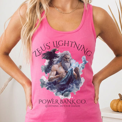 Tank Top Solid Hot Pink / XS Zeus' Lightning Power Bank Co. Women's Racerback Tank Top The Mystic Eden