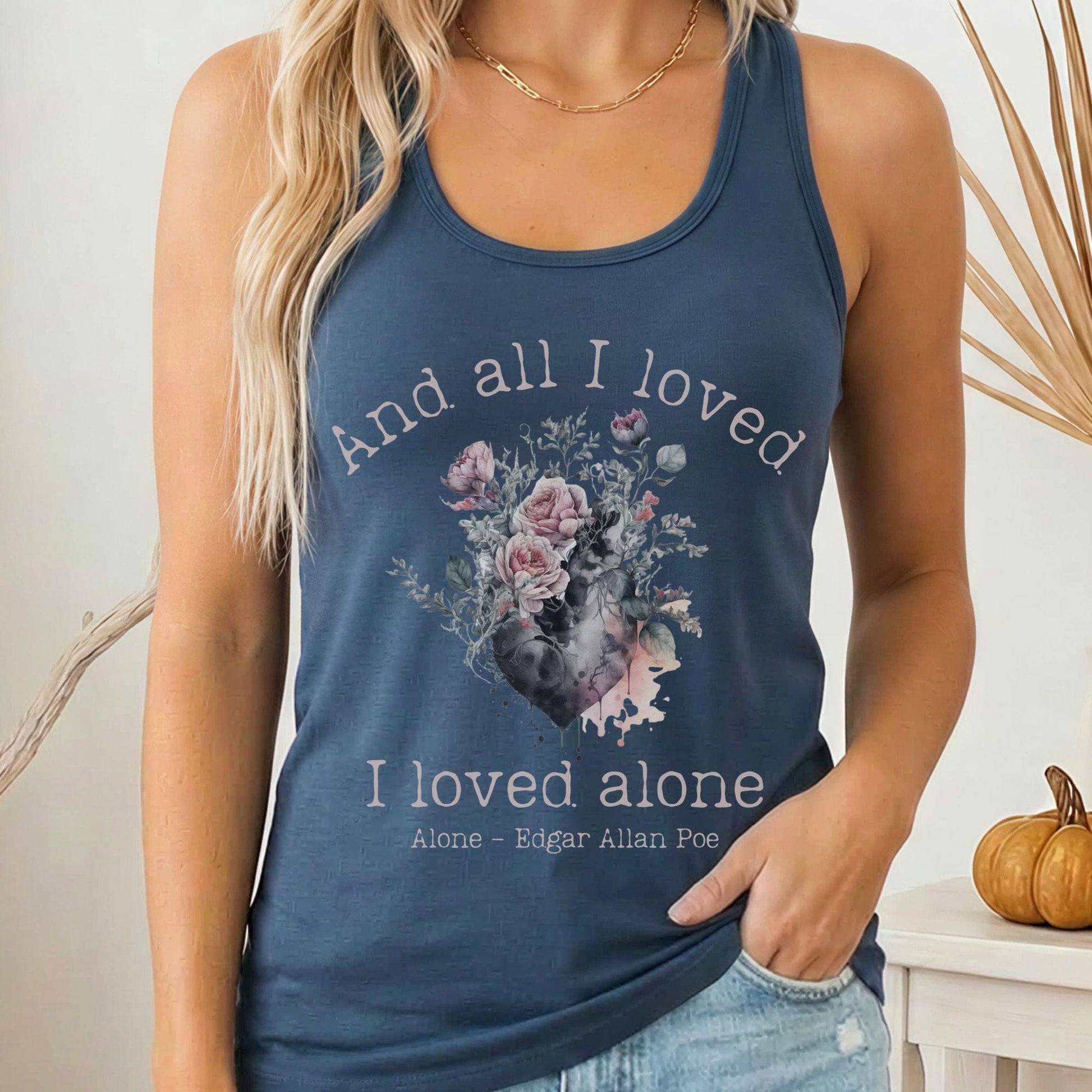 Tank Top Solid Indigo / XS All I Loved I Loved Alone Poe Women's Racerback Tank Top The Mystic Eden