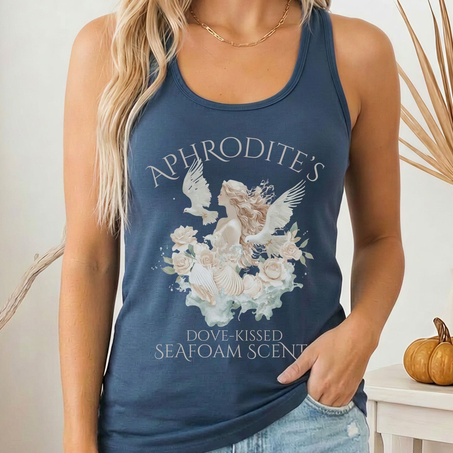 Tank Top Solid Indigo / XS Aphrodite's Dove-Kissed Seafoam Scents Women's Racerback Tank Top The Mystic Eden
