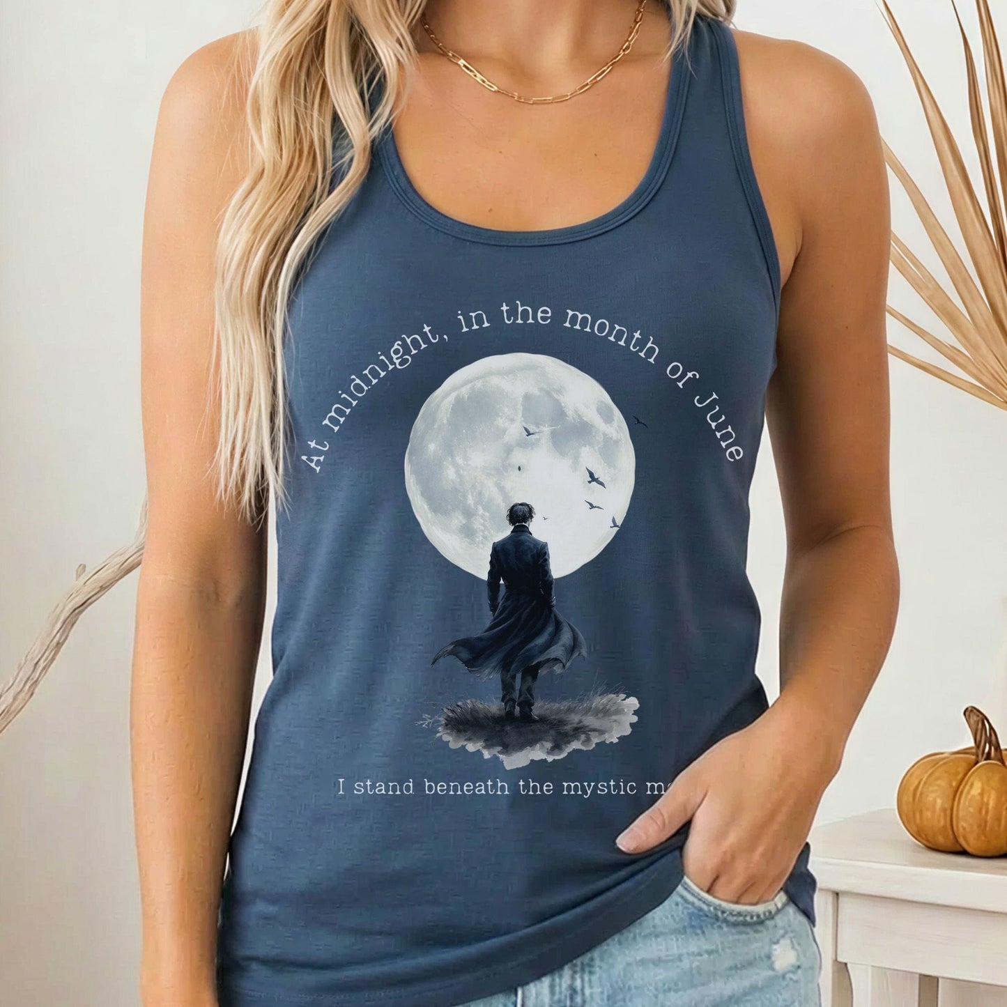 Tank Top Solid Indigo / XS At midnight in June Mystic Moon Scene Women's Lightweight Tank Top The Mystic Eden