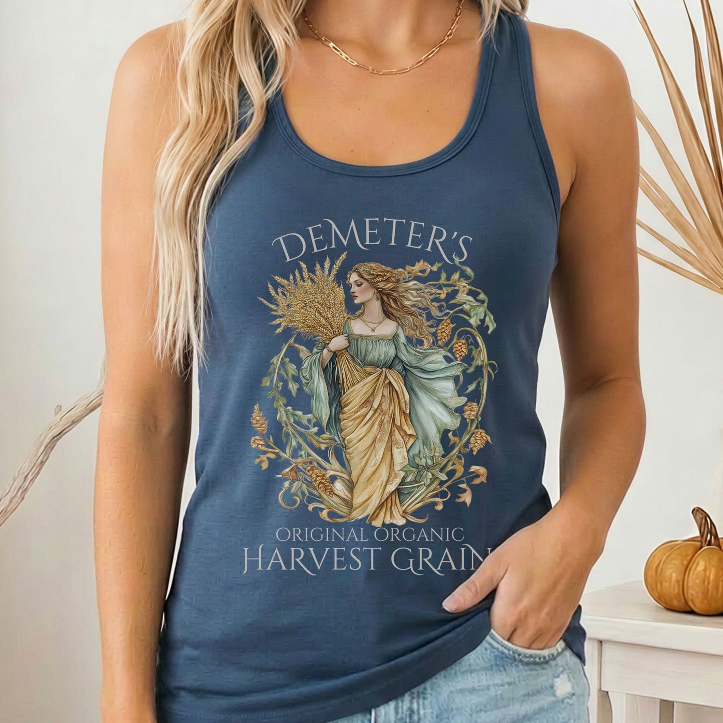 Tank Top Solid Indigo / XS Demeter's Original Organic Harvest Grains Women's Racerback Tank Top The Mystic Eden