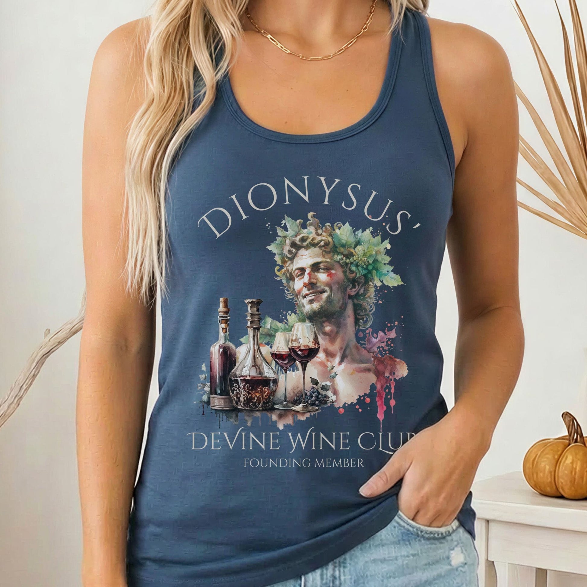 Tank Top Solid Indigo / XS Dionysus' Divine Wine Club God of Wine Women's Lightweight Tank Top The Mystic Eden