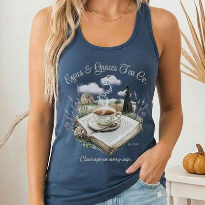 Tank Top Solid Indigo / XS Eyres & Graces Tea Co Jane Eyre Women's Racerback Tank Top The Mystic Eden