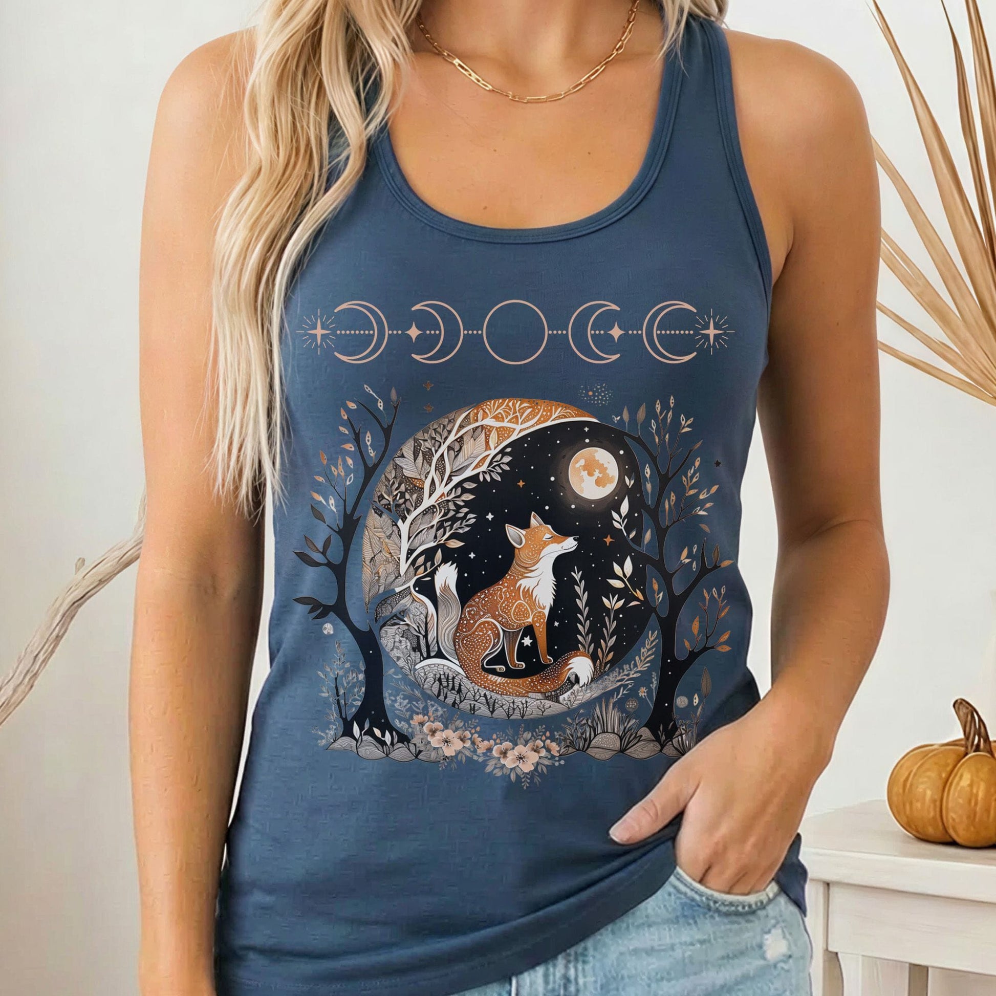 Tank Top Solid Indigo / XS Fox Whimsigoth Women's Racerback Tank Top The Mystic Eden