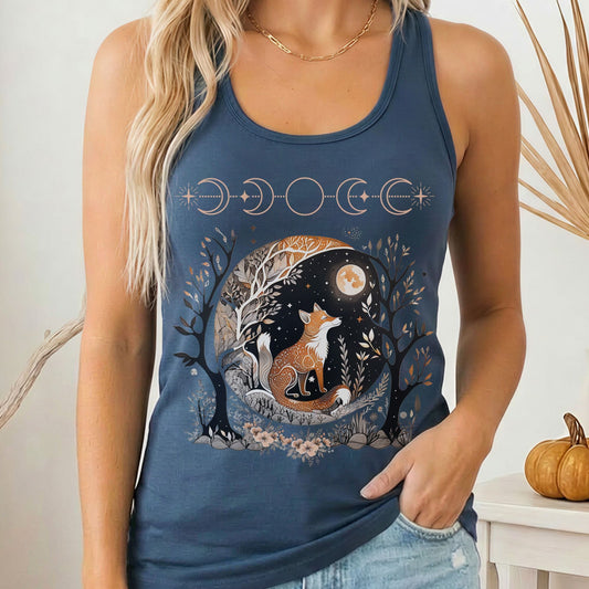 Tank Top Solid Indigo / XS Fox Whimsigoth Women's Racerback Tank Top The Mystic Eden