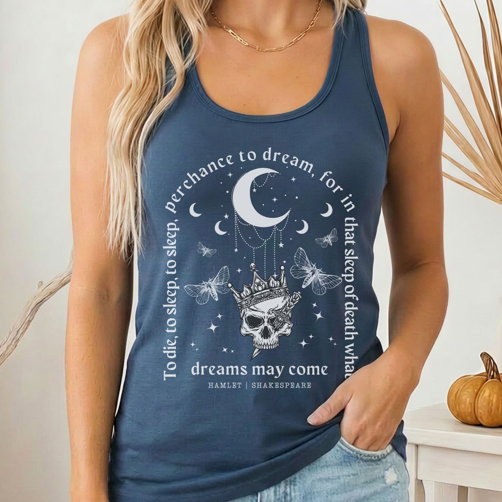 Tank Top Solid Indigo / XS Hamlet Shakespeare Women's Racerback Tank Top The Mystic Eden