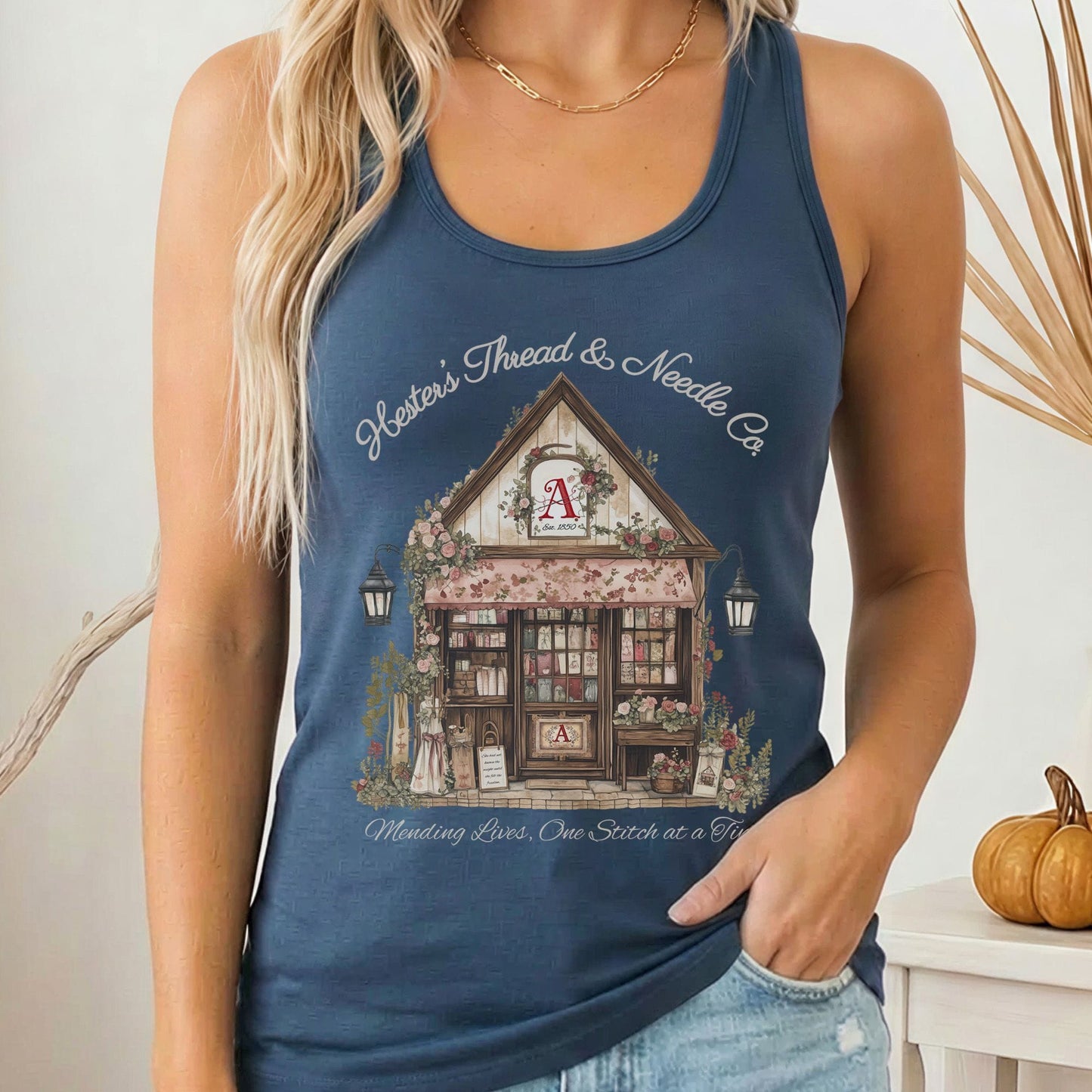 Tank Top Solid Indigo / XS Hester's Thread & Needle Co. Scarlet Letter Women's Racerback Tank Top The Mystic Eden