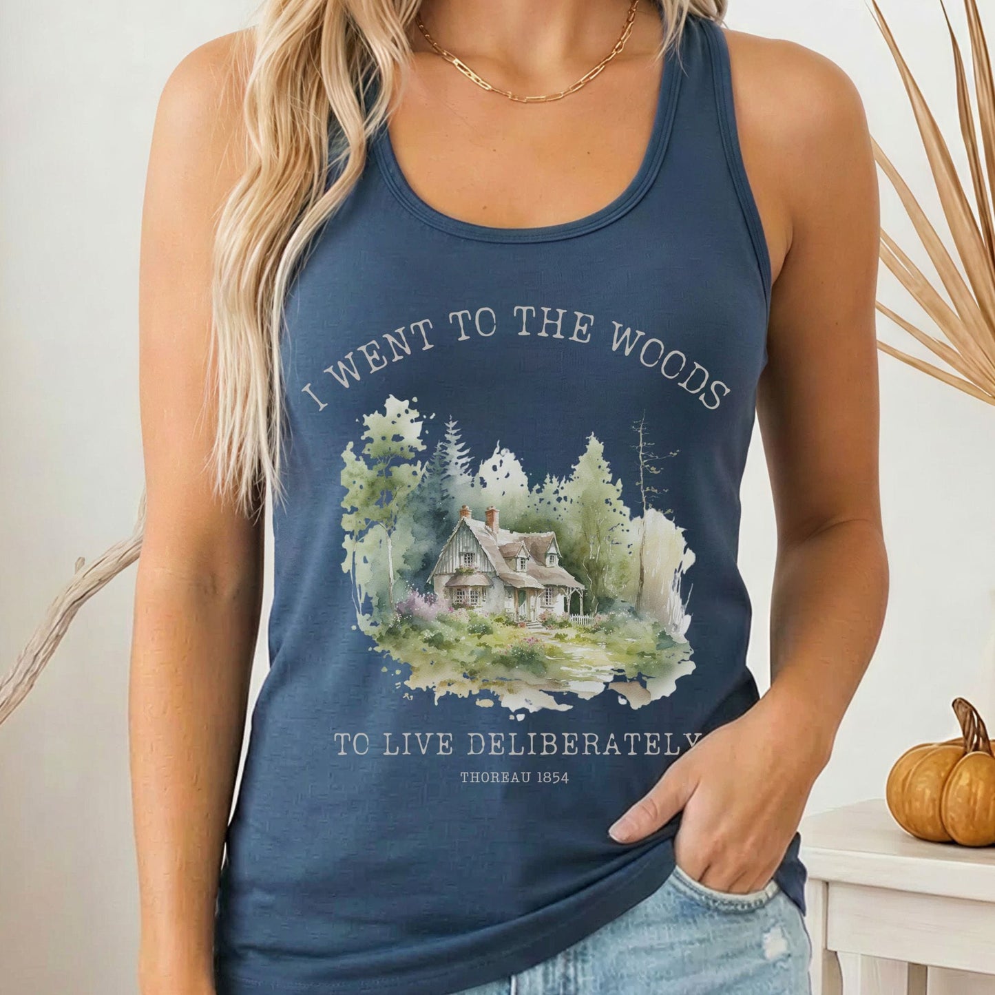 Tank Top Solid Indigo / XS I Went To The Woods Thoreau Women's Racerback Lightweight Tank Top The Mystic Eden