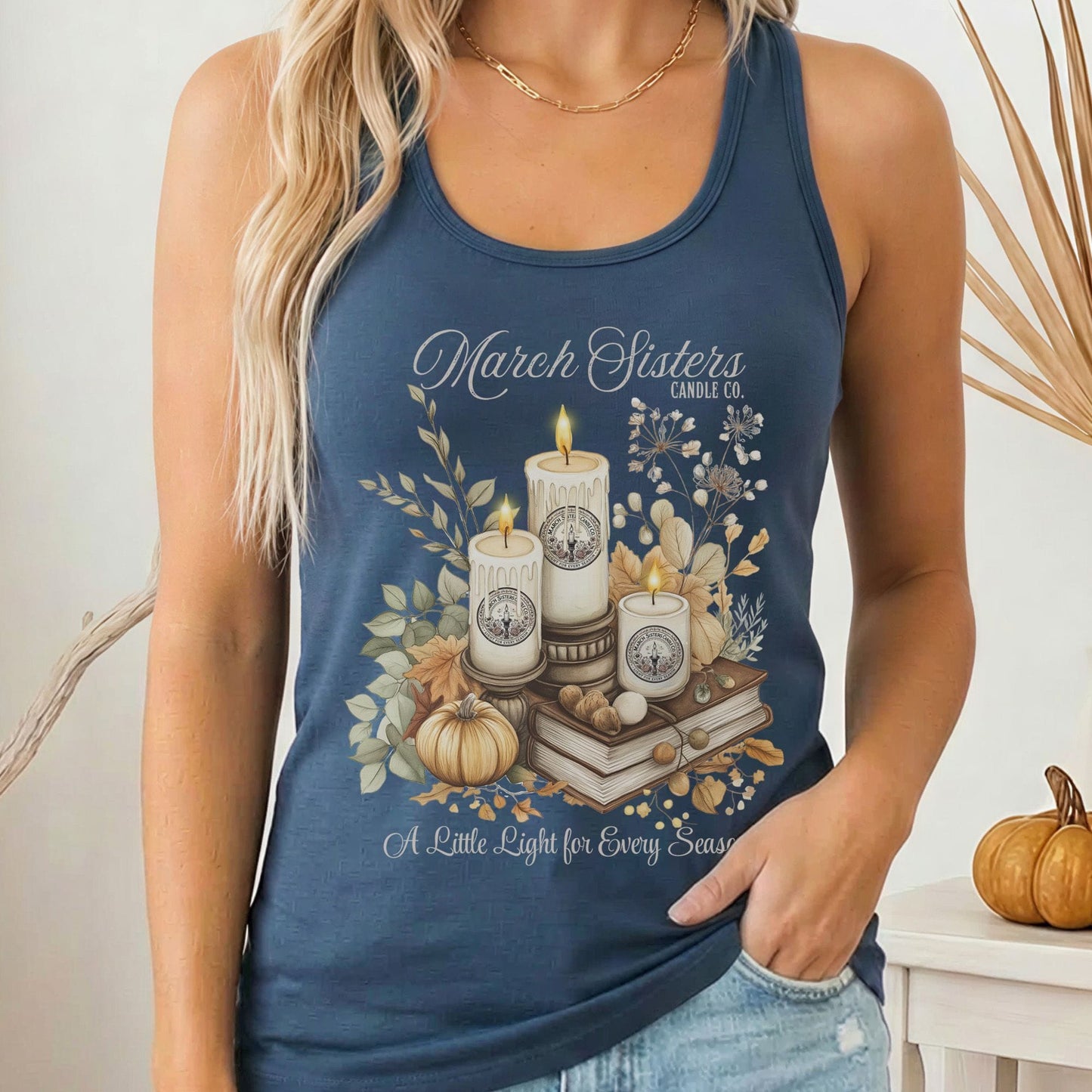 Tank Top Solid Indigo / XS March Sisters Candle Co Little Women Racerback Women's Tank Top The Mystic Eden