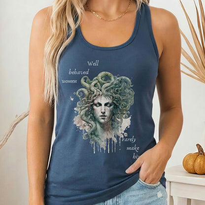 Tank Top Solid Indigo / XS Medusa Greek Mythology Women's Lightweight Racerback Tank Top The Mystic Eden