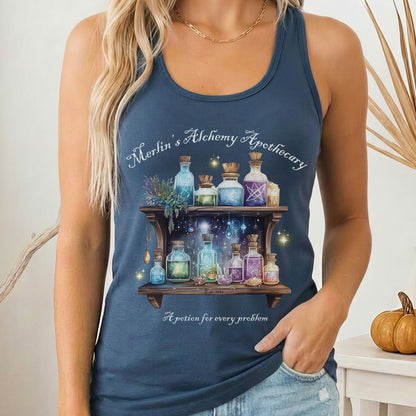 Tank Top Solid Indigo / XS Merlin's Alchemy Apothecary Women's Racerback Tank Top The Mystic Eden