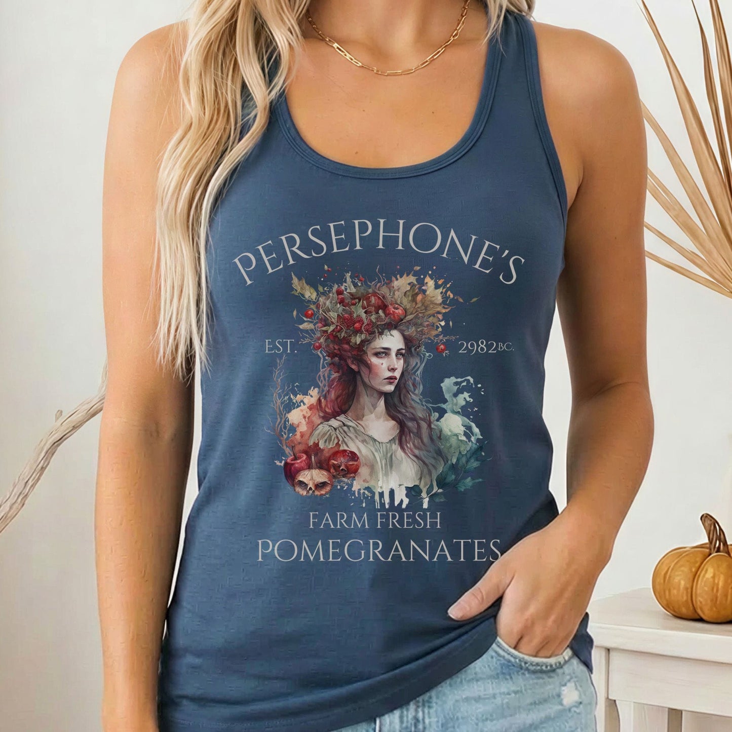 Tank Top Solid Indigo / XS Persephone's 2982 BC Greek Mythology Women's Racerback Tank Top The Mystic Eden