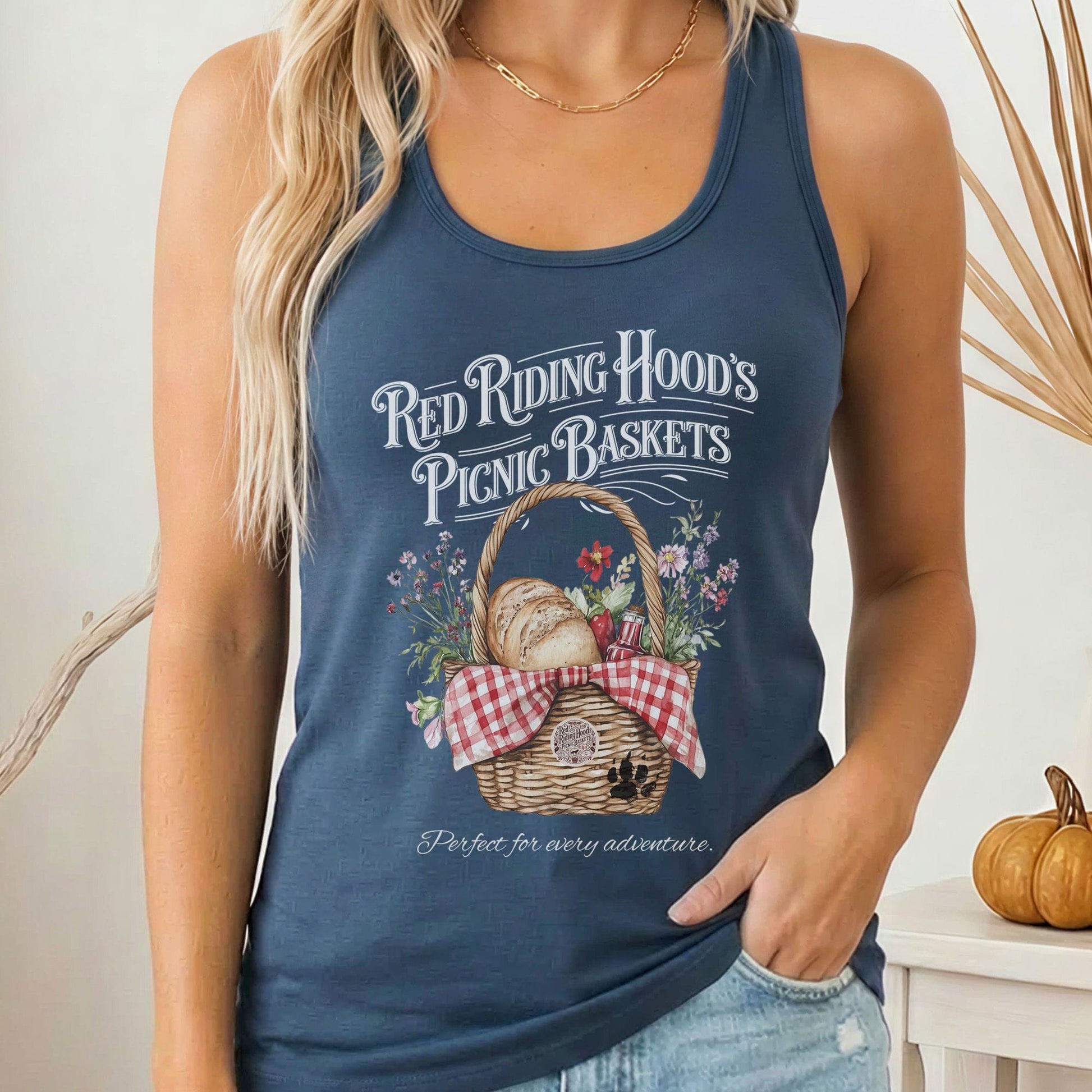 Tank Top Solid Indigo / XS Red Riding Hood's Picnic Baskets Women's Racerback Tank Top The Mystic Eden