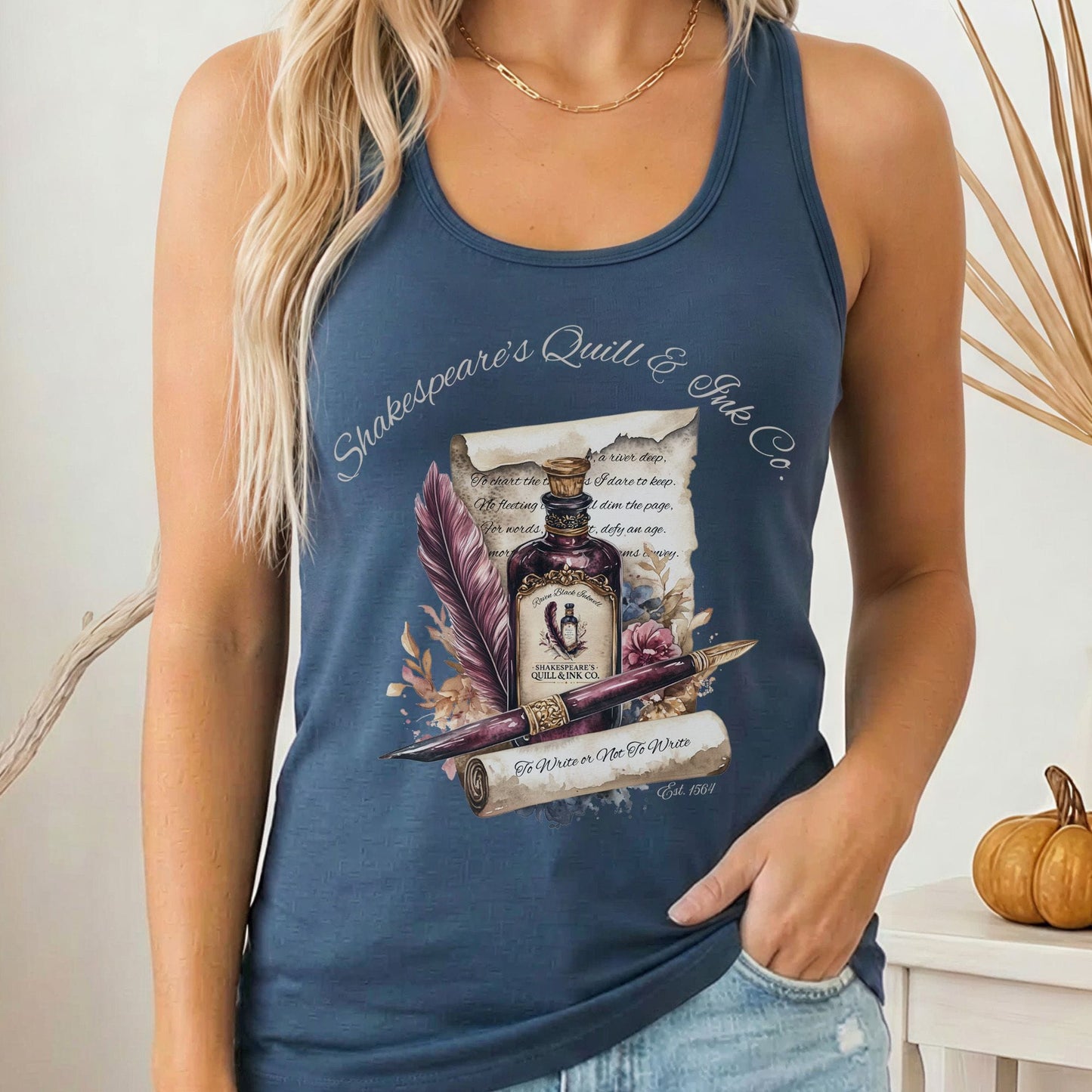 Tank Top Solid Indigo / XS Shakespeare's Quill & Ink Co. Women's Racerback Tank Top The Mystic Eden