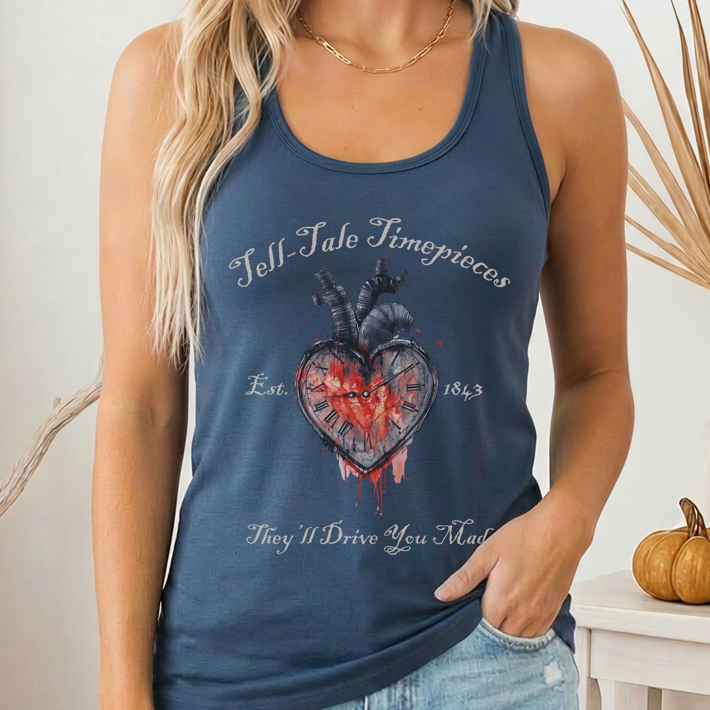 Tank Top Solid Indigo / XS Tell-tale Timepieces Poe Women's Racerback Tank Top The Mystic Eden