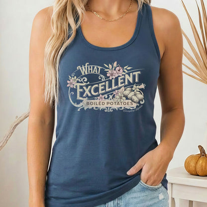 Tank Top Solid Indigo / XS What Excellent Boiled Potatoes Women's Racerback Tank Top The Mystic Eden