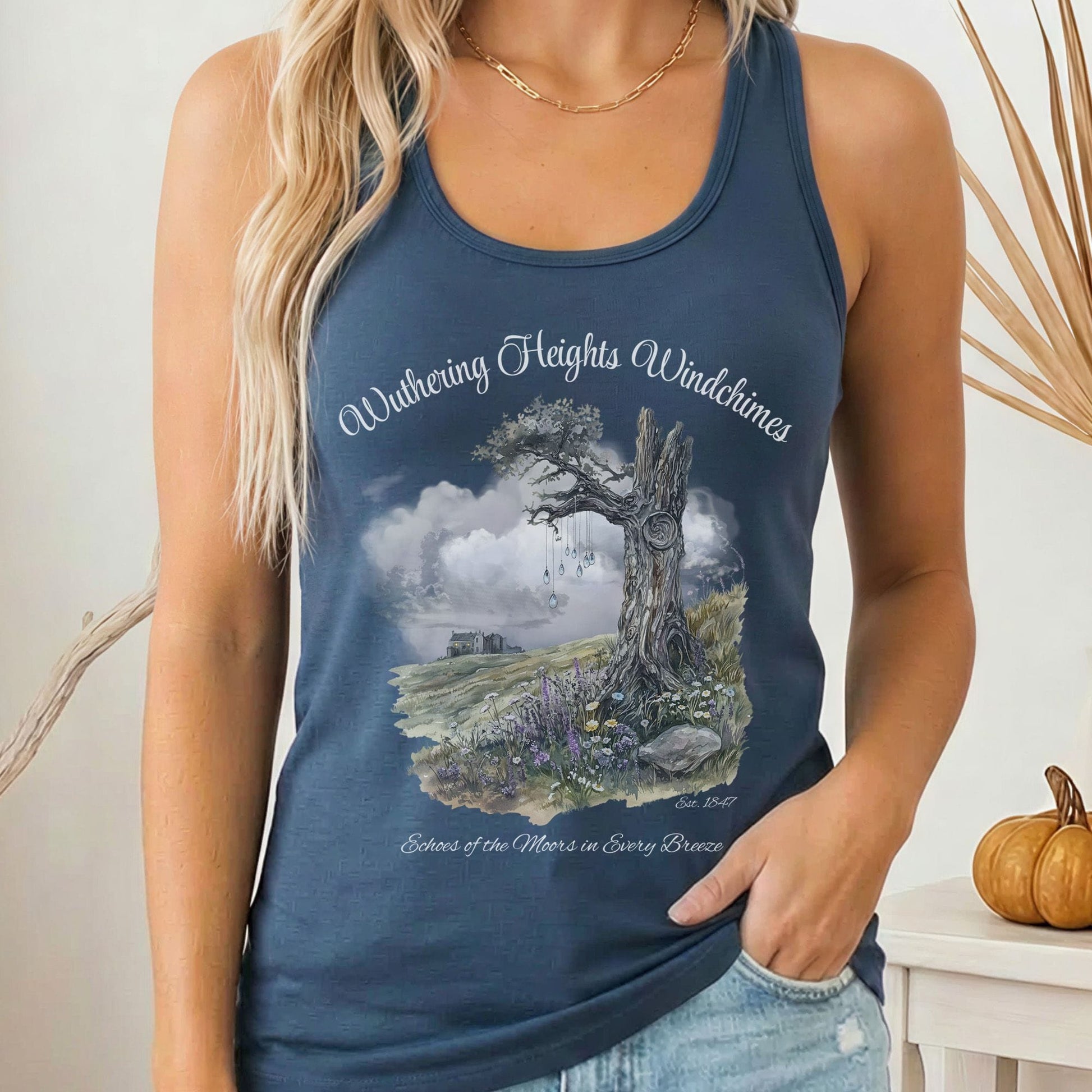 Tank Top Solid Indigo / XS Wuthering Heights Windchimes Women's Racerback Tank Top The Mystic Eden