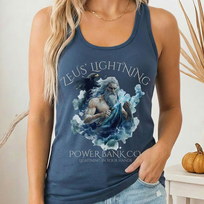 Tank Top Solid Indigo / XS Zeus' Lightning Power Bank Co. Women's Racerback Tank Top The Mystic Eden