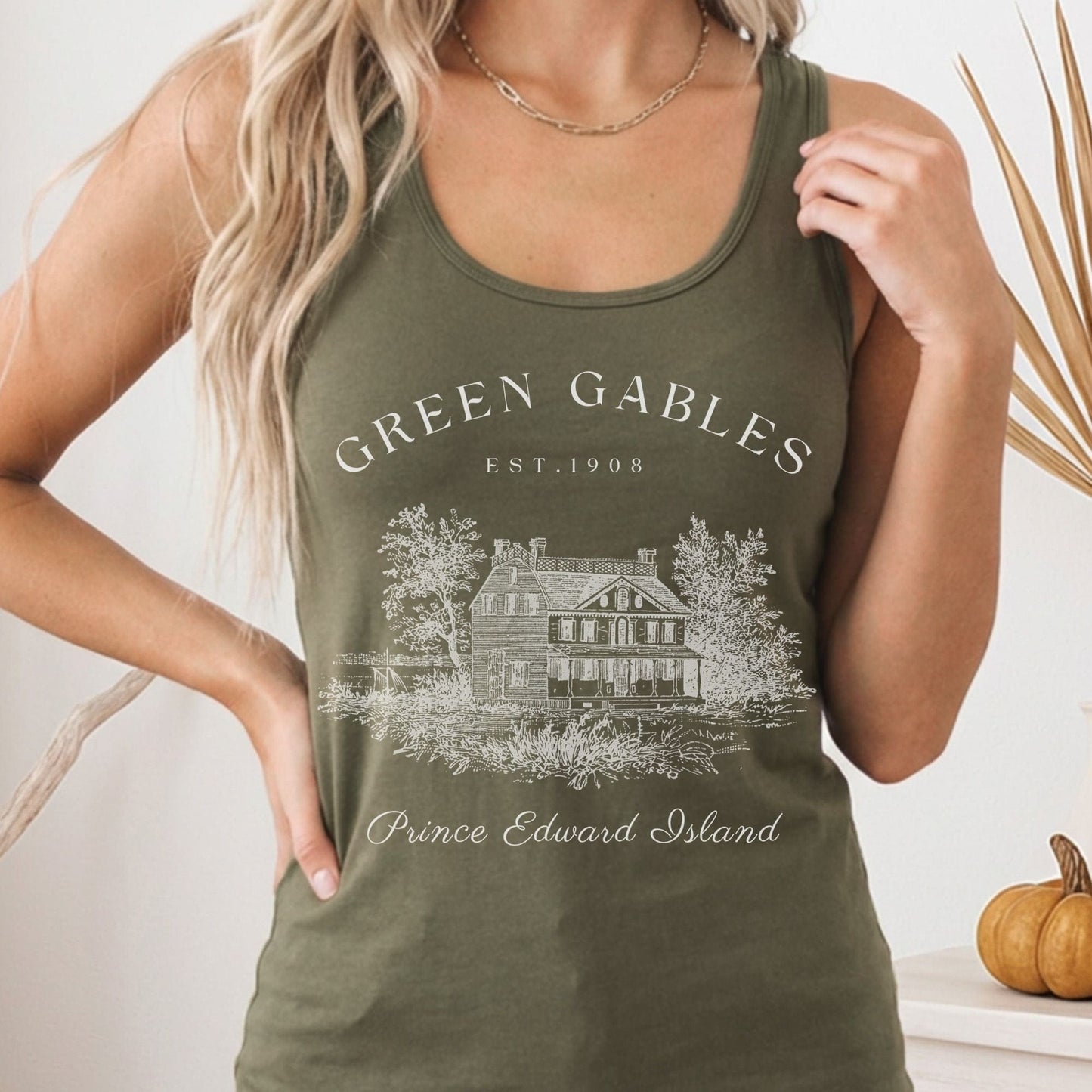Tank Top Solid Military Green / XS Anne of Green Gables Women's Racerback Tank Top The Mystic Eden