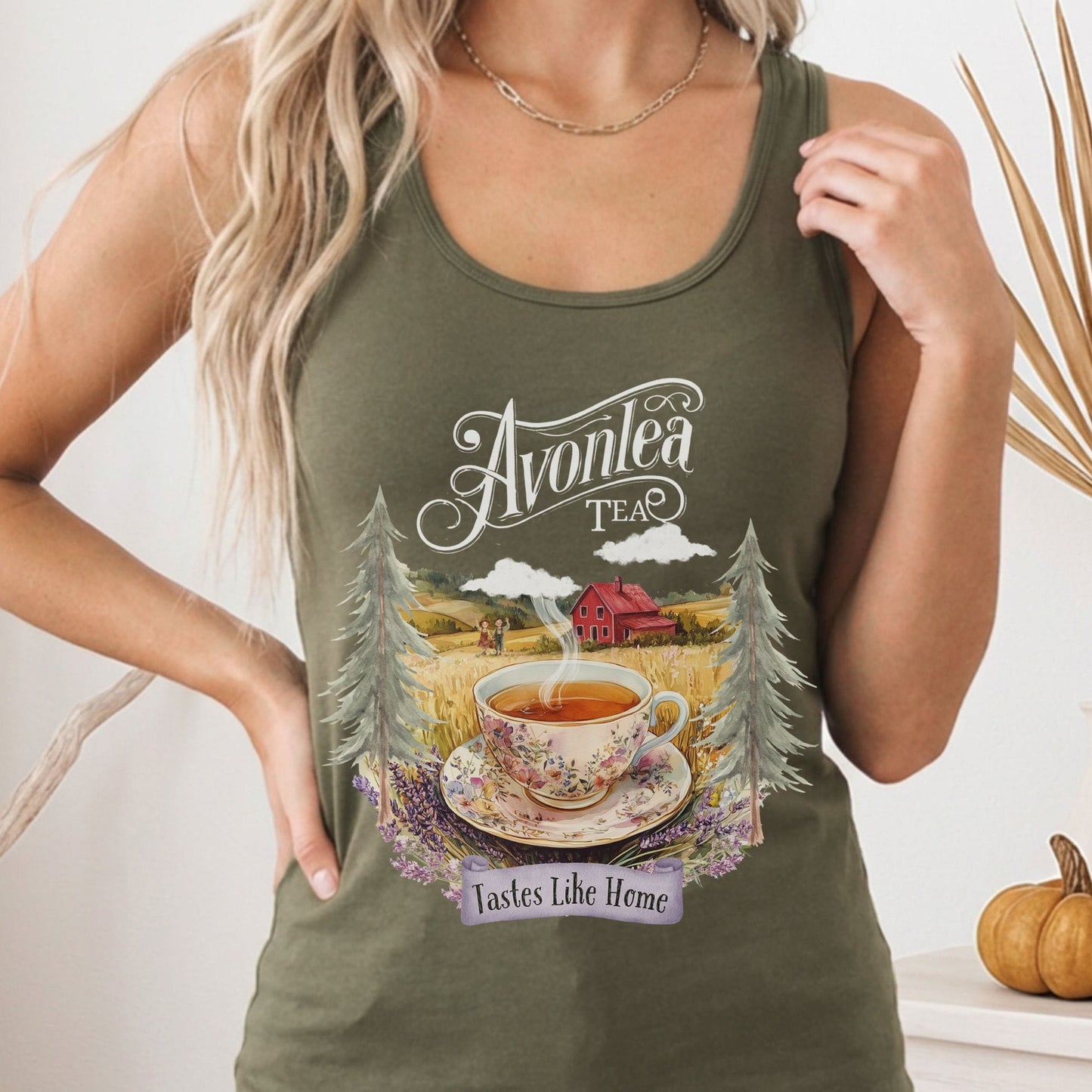 Tank Top Solid Military Green / XS Avonlea Tee Anne of Green Gables Women's Racerback Tank Top The Mystic Eden