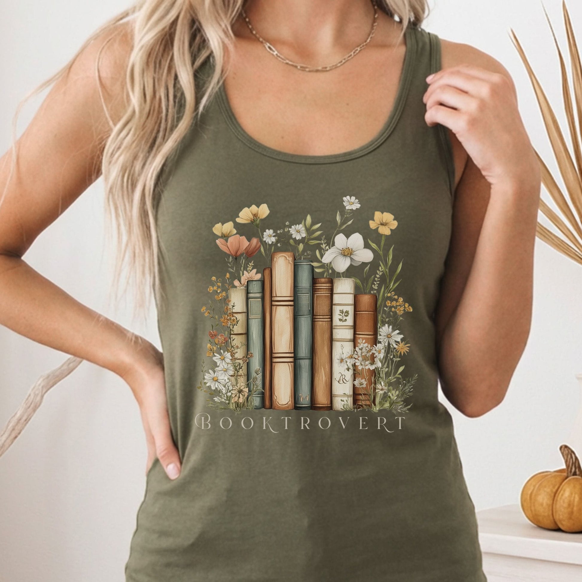Tank Top Solid Military Green / XS Booktrovert Bookish Women's Lightweight Racerback Tank Top The Mystic Eden