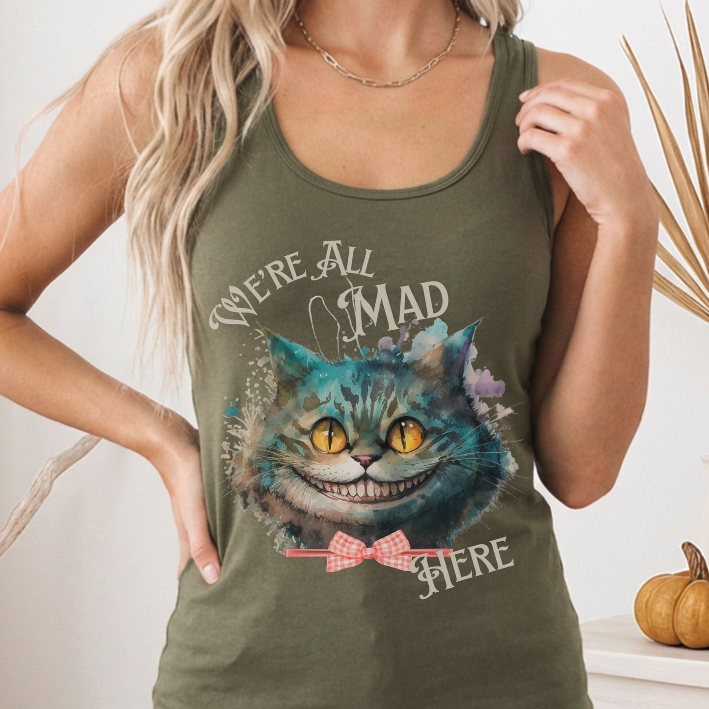 Tank Top Solid Military Green / XS Cheshire Cat Women's Racerback Tank Top The Mystic Eden