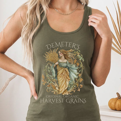 Tank Top Solid Military Green / XS Demeter's Original Organic Harvest Grains Women's Racerback Tank Top The Mystic Eden