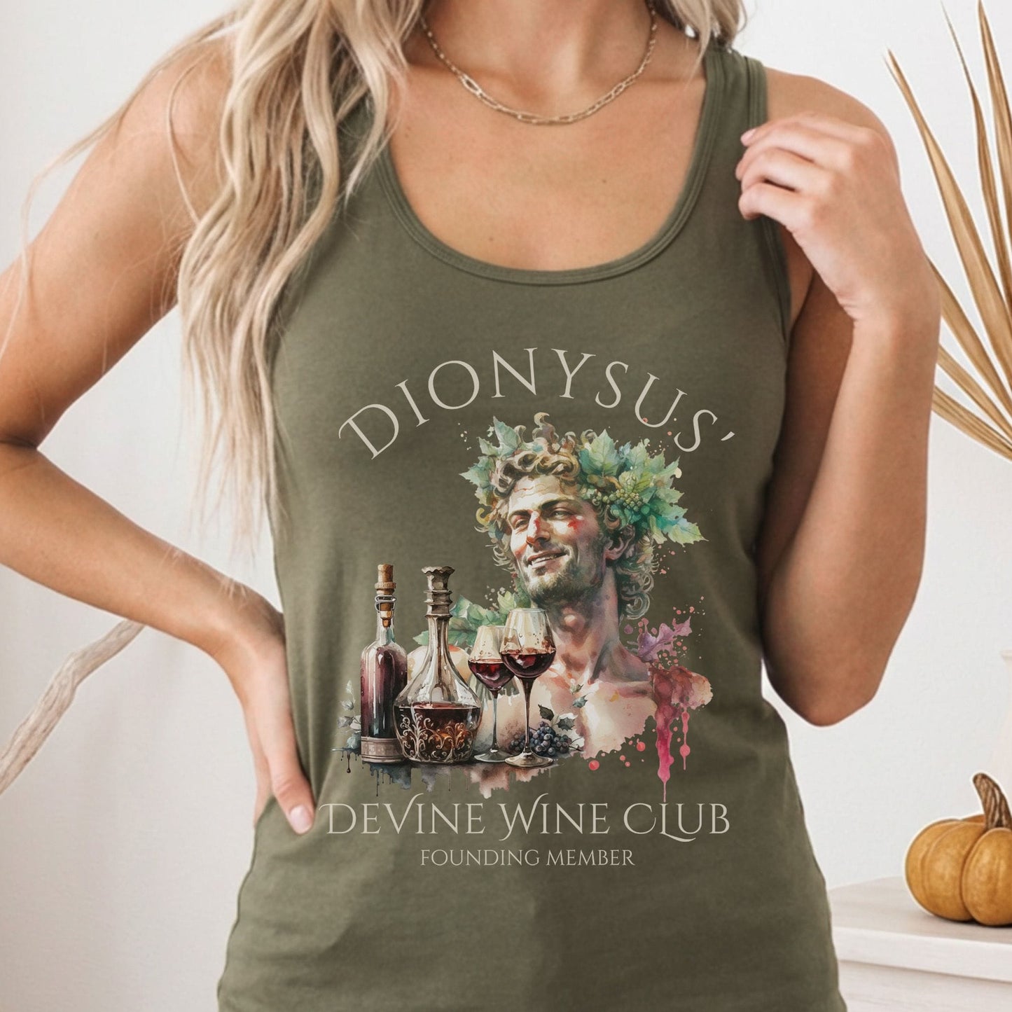 Tank Top Solid Military Green / XS Dionysus' Divine Wine Club God of Wine Women's Lightweight Tank Top The Mystic Eden