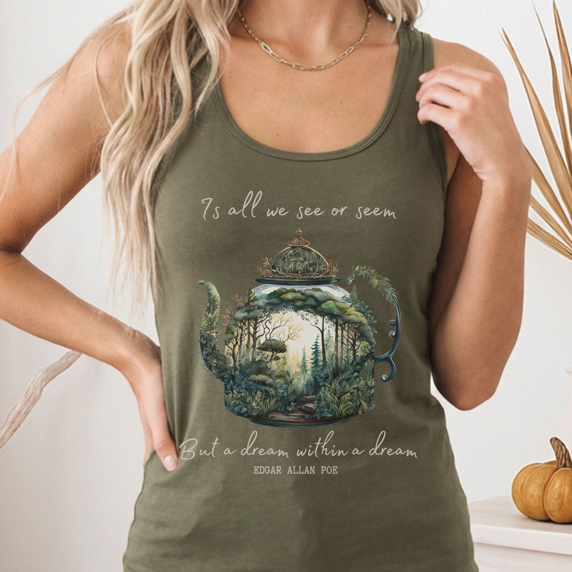 Tank Top Solid Military Green / XS Dream Within A Dream Poe Women's Racerback Tank Top The Mystic Eden