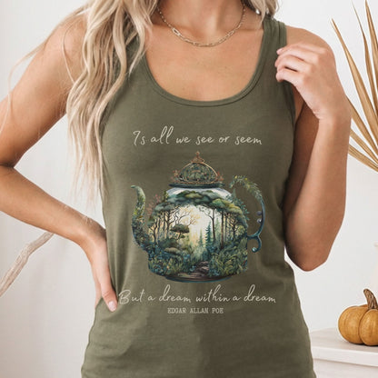 Tank Top Solid Military Green / XS Dream Within A Dream Poe Women's Racerback Tank Top The Mystic Eden