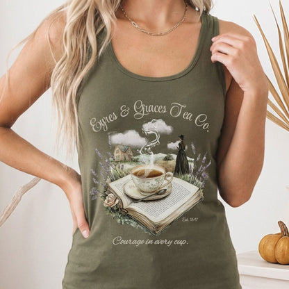 Tank Top Solid Military Green / XS Eyres & Graces Tea Co Jane Eyre Women's Racerback Tank Top The Mystic Eden