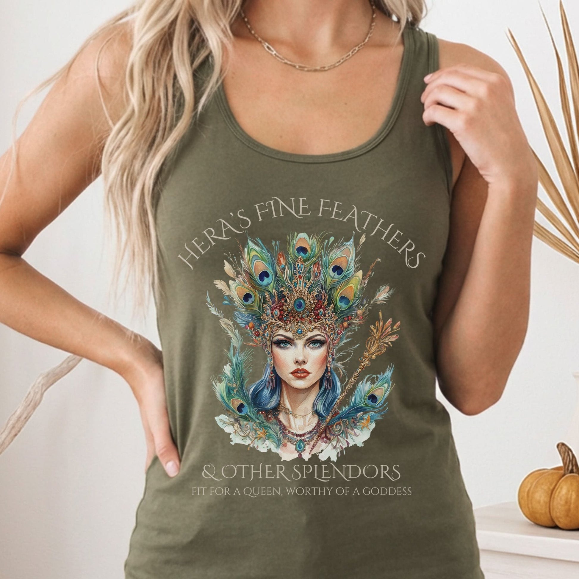 Tank Top Solid Military Green / XS Hera's Fine Feathers & Other Splendors Women's Racerback Tank Top The Mystic Eden