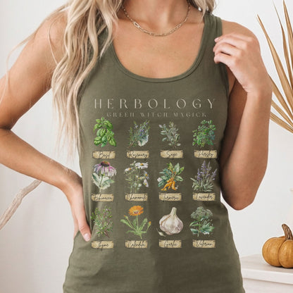 Tank Top Solid Military Green / XS Herbology Green Witch Women's Racerback Tank Top The Mystic Eden