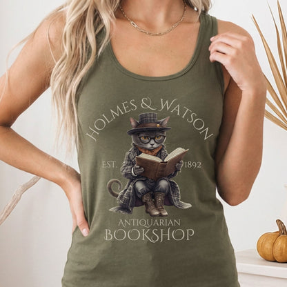Tank Top Solid Military Green / XS Holmes & Watson Antiquarian Bookshop Sherlock Holmes Women's Racerback Tank Top The Mystic Eden
