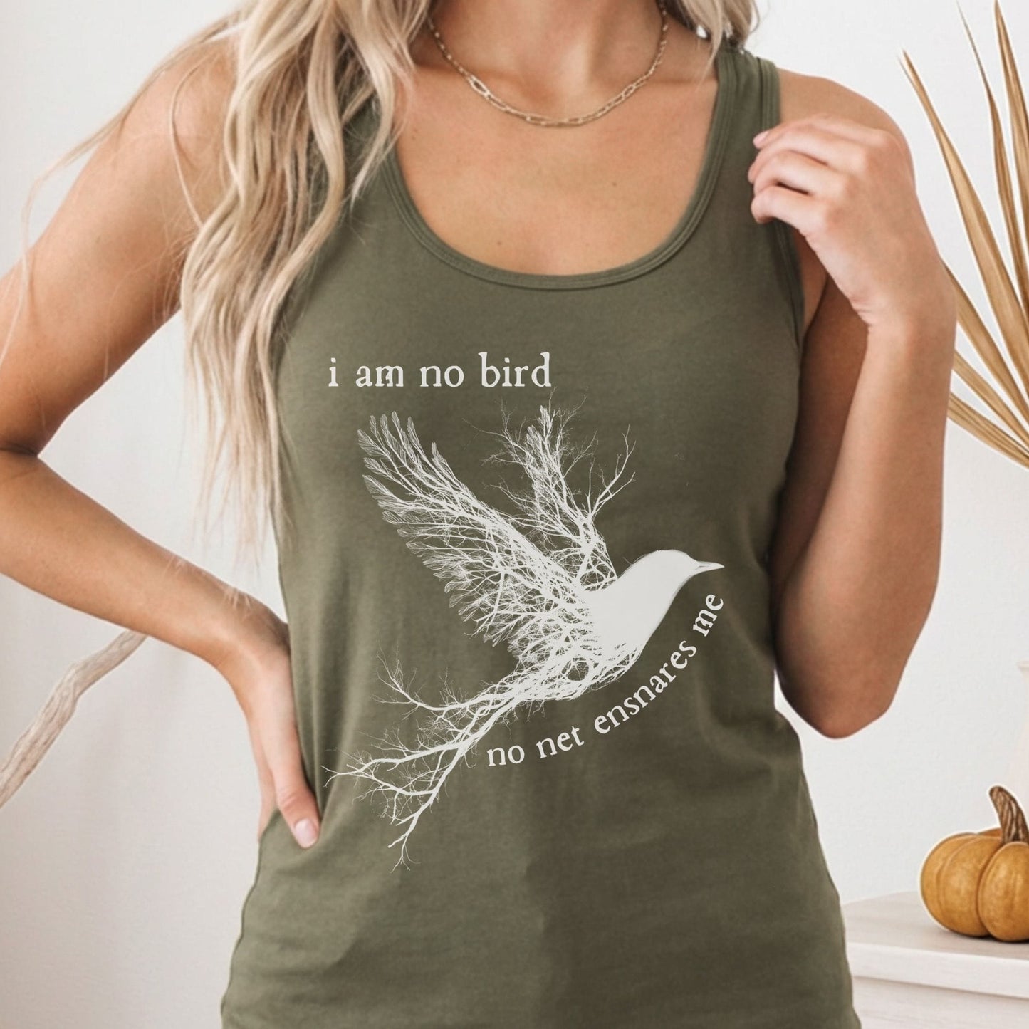 Tank Top Solid Military Green / XS I am no bird Jane Eyre Charlotte Brontë Women's Racerback Tank Top The Mystic Eden
