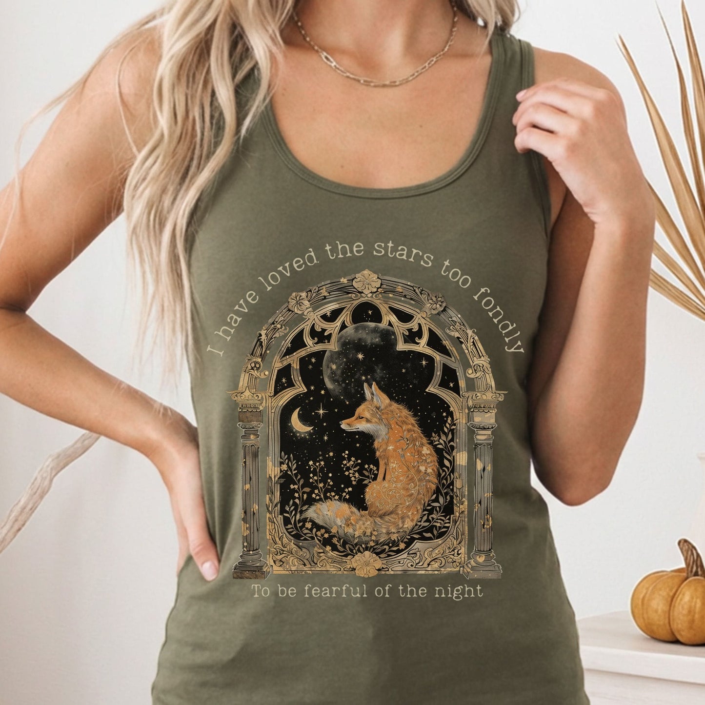 Tank Top Solid Military Green / XS I Have Loved the Stars Too Fondly Women's Lightweight Racerback Tank Top The Mystic Eden