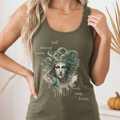 Tank Top Solid Military Green / XS Medusa Greek Mythology Women's Lightweight Racerback Tank Top The Mystic Eden