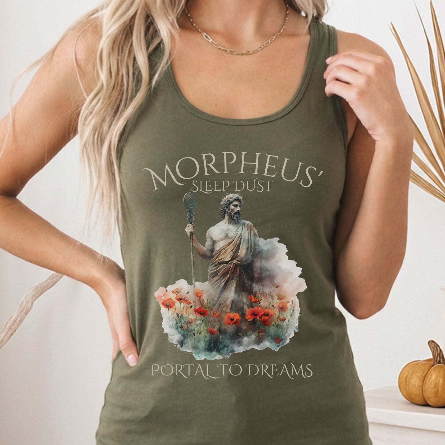 Tank Top Solid Military Green / XS Morpheus' Sleep Dust Portal to Dreams Mythology Women's Racerback Tank Top The Mystic Eden