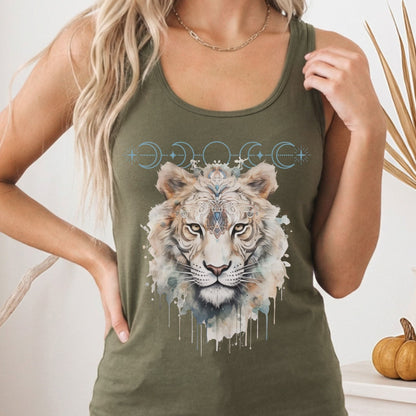 Tank Top Solid Military Green / XS Mystical White Tiger Women's Racerback Tank Top The Mystic Eden