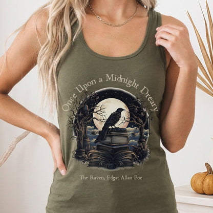 Tank Top Solid Military Green / XS Once Upon a Midnight Dreary Poe Women's Racerback Tank Top The Mystic Eden