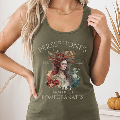 Tank Top Solid Military Green / XS Persephone's 2982 BC Greek Mythology Women's Racerback Tank Top The Mystic Eden