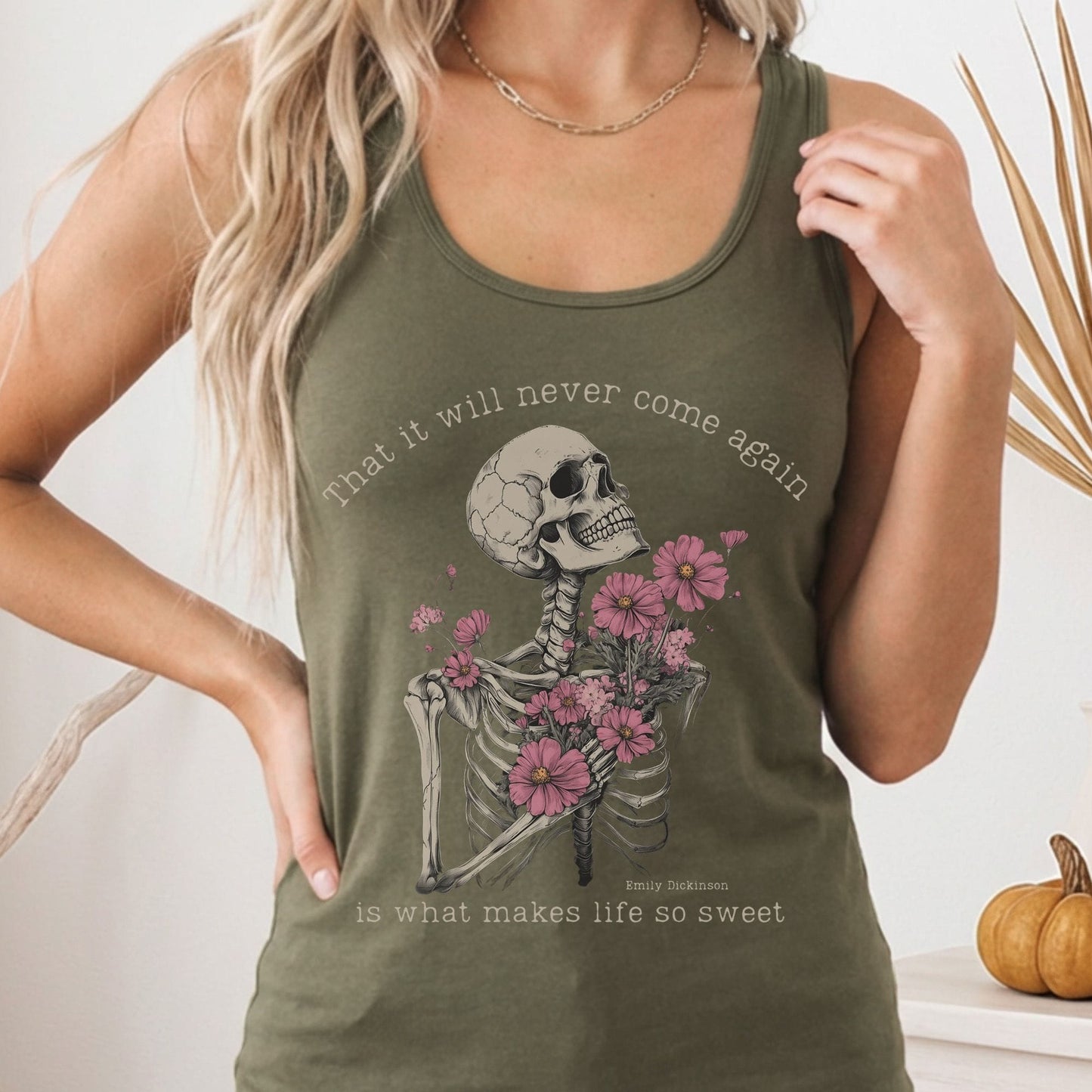Tank Top Solid Military Green / XS That It Will Never Come Again Emily Dickinson Women's Racerback Tank Top The Mystic Eden