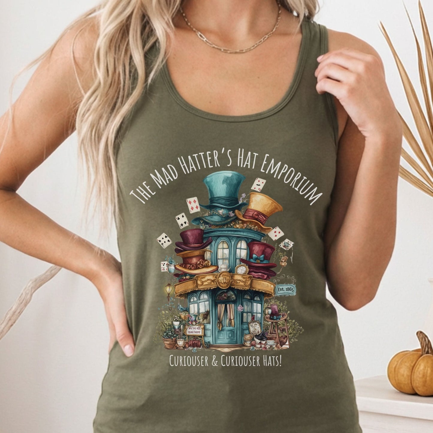 Tank Top Solid Military Green / XS The Mad Hatter's Hat Emporium Women's Racerback Tank Top The Mystic Eden