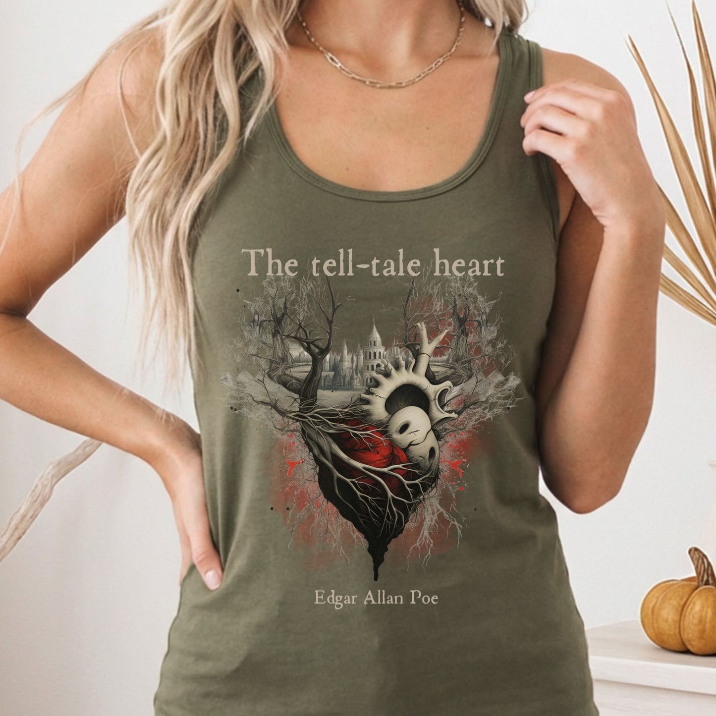 Tank Top Solid Military Green / XS The Tell Tale Heart Poe Women's Racerback Tank Top The Mystic Eden