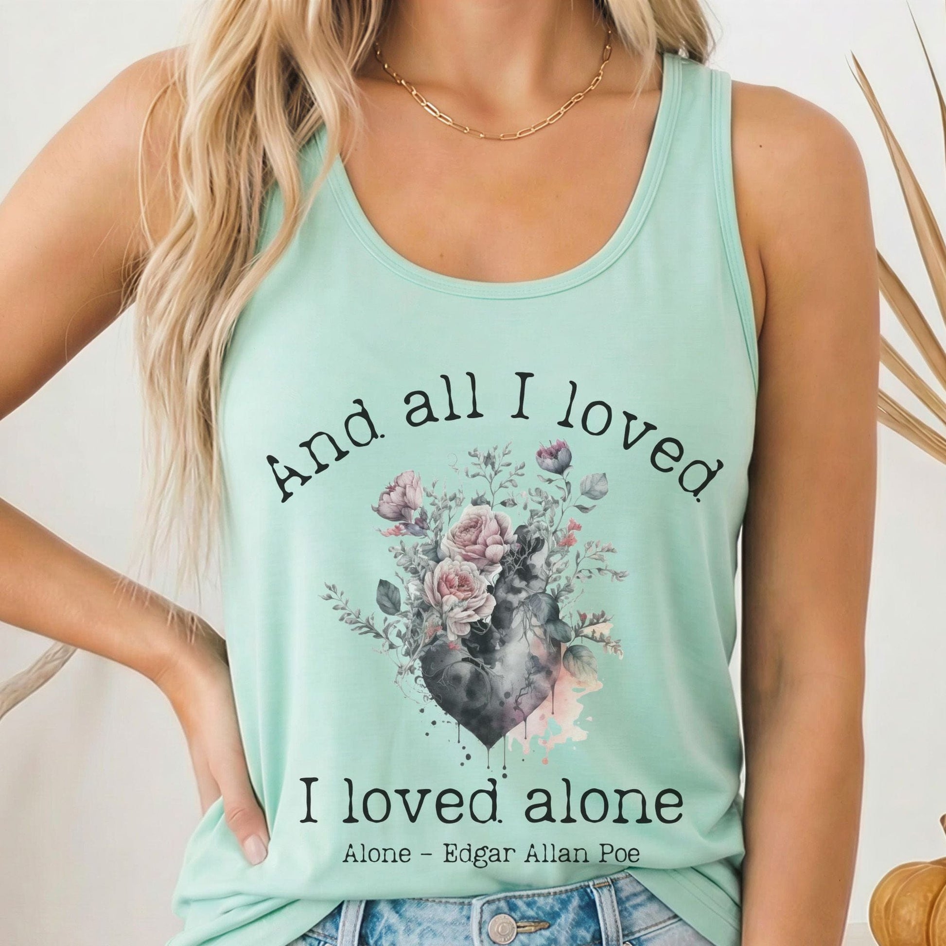 Tank Top Solid Mint / XS All I Loved I Loved Alone Poe Women's Racerback Tank Top The Mystic Eden