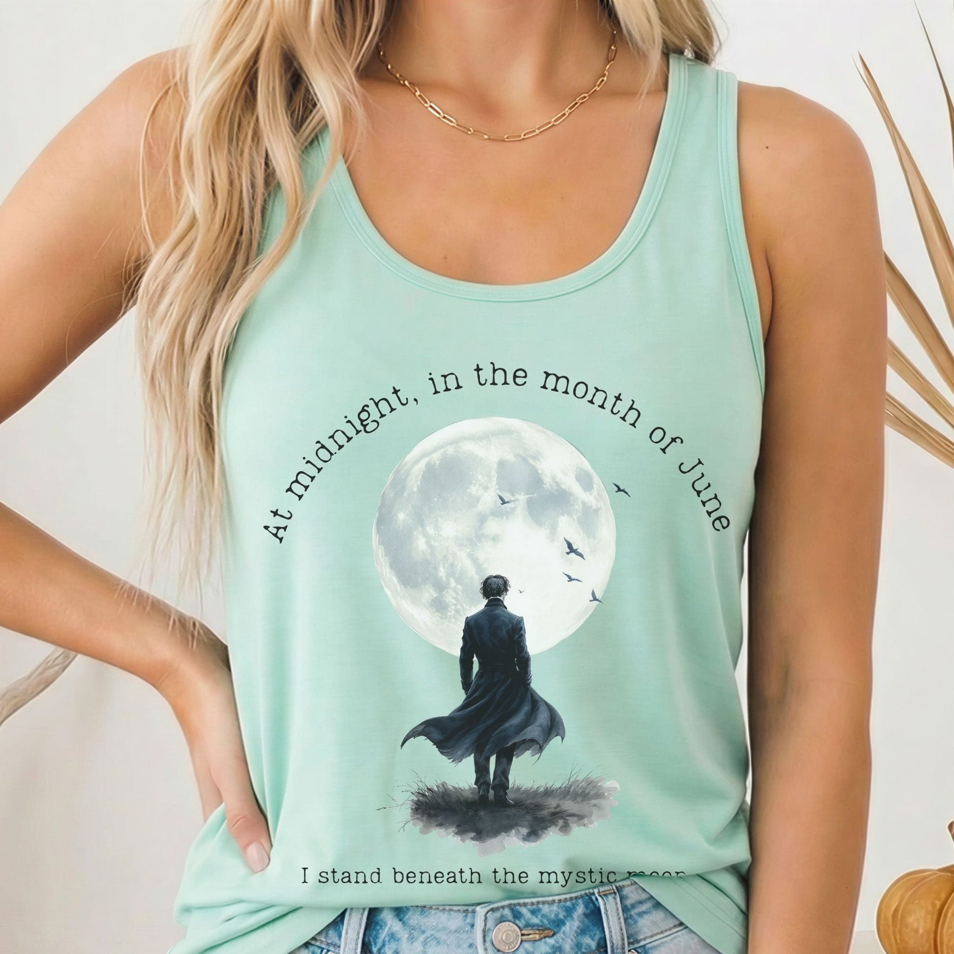 Tank Top Solid Mint / XS At midnight in June Mystic Moon Scene Women's Lightweight Tank Top The Mystic Eden