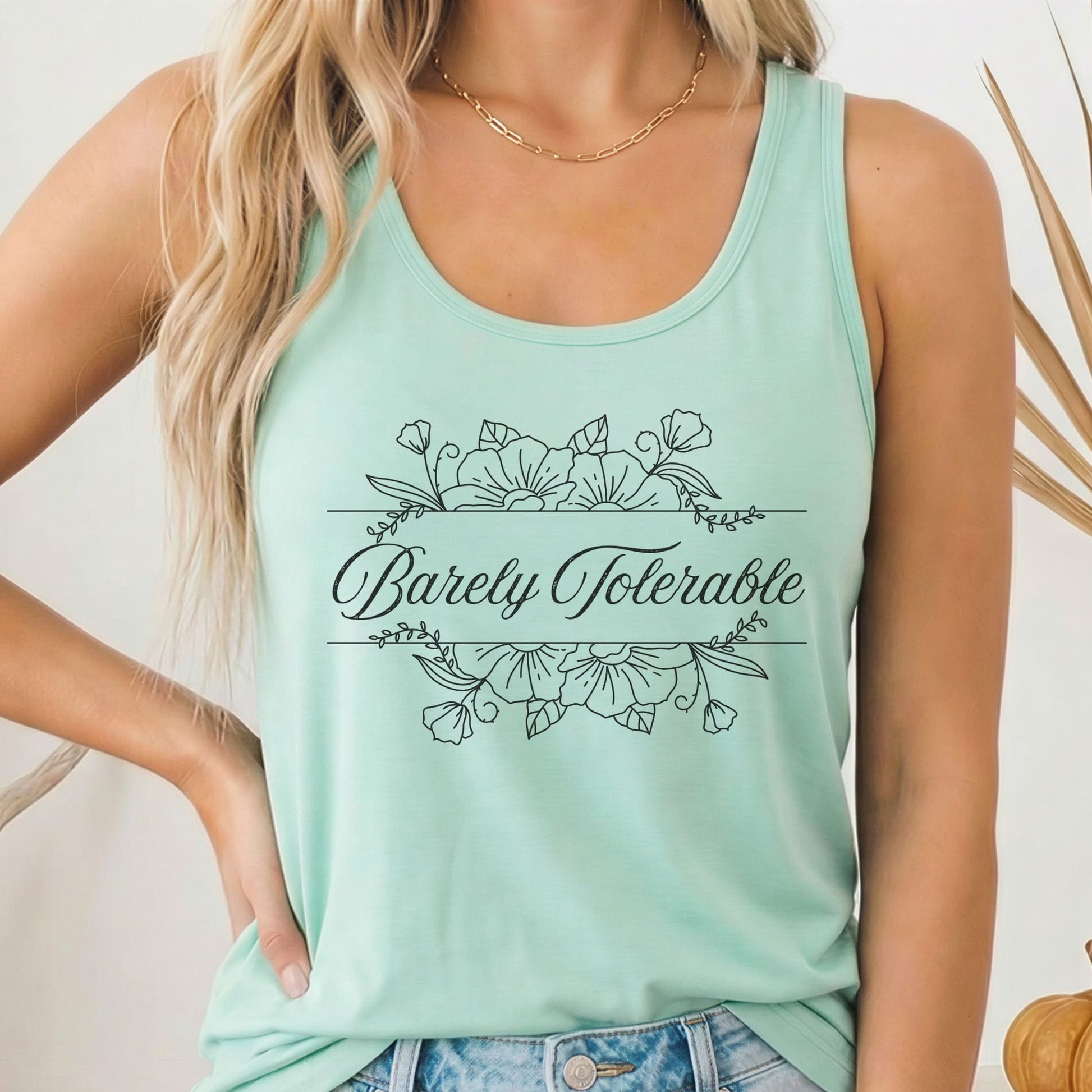 Tank Top Solid Mint / XS Barely Tolerable Jane Austen Women's Racerback Tank Top The Mystic Eden