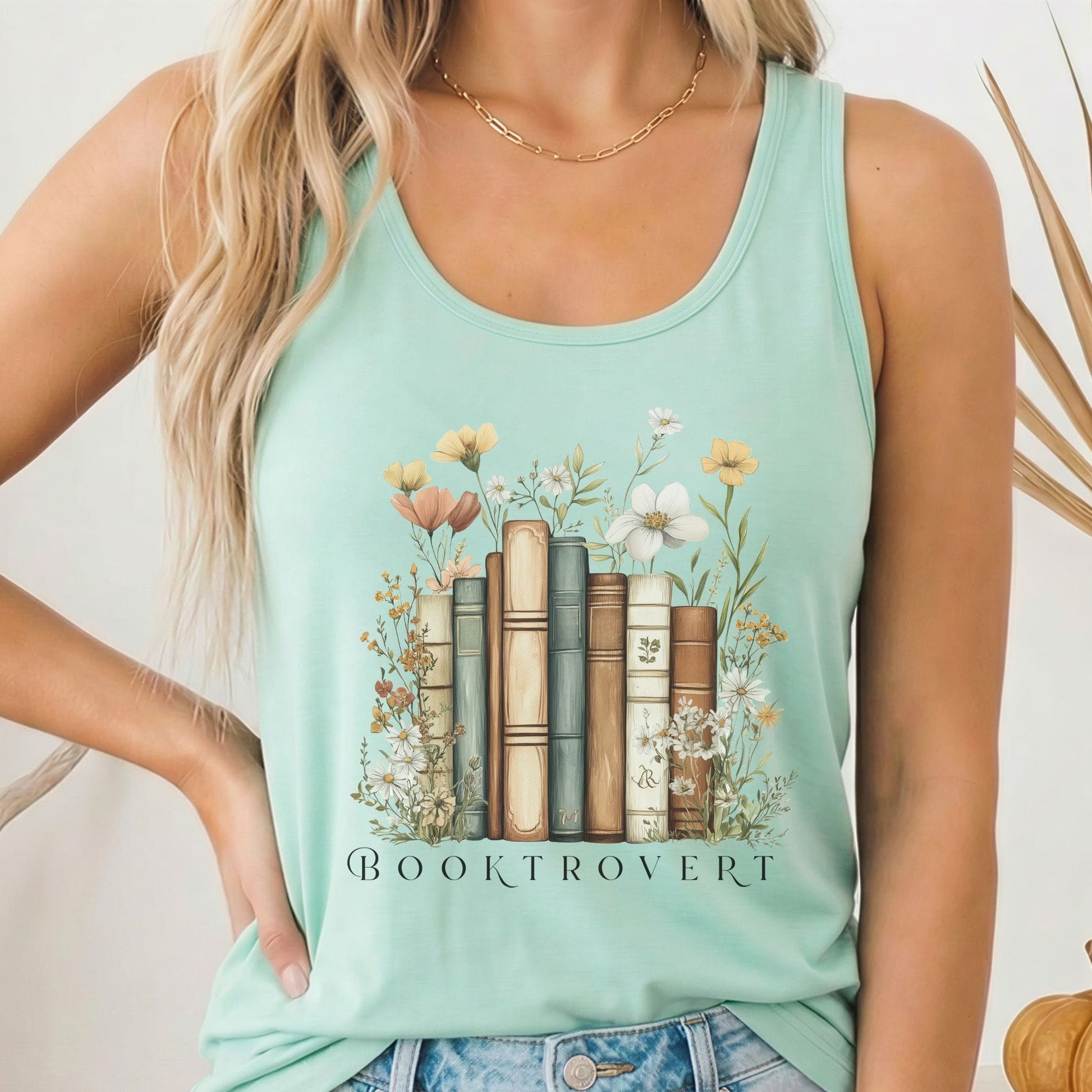 Tank Top Solid Mint / XS Booktrovert Bookish Women's Lightweight Racerback Tank Top The Mystic Eden