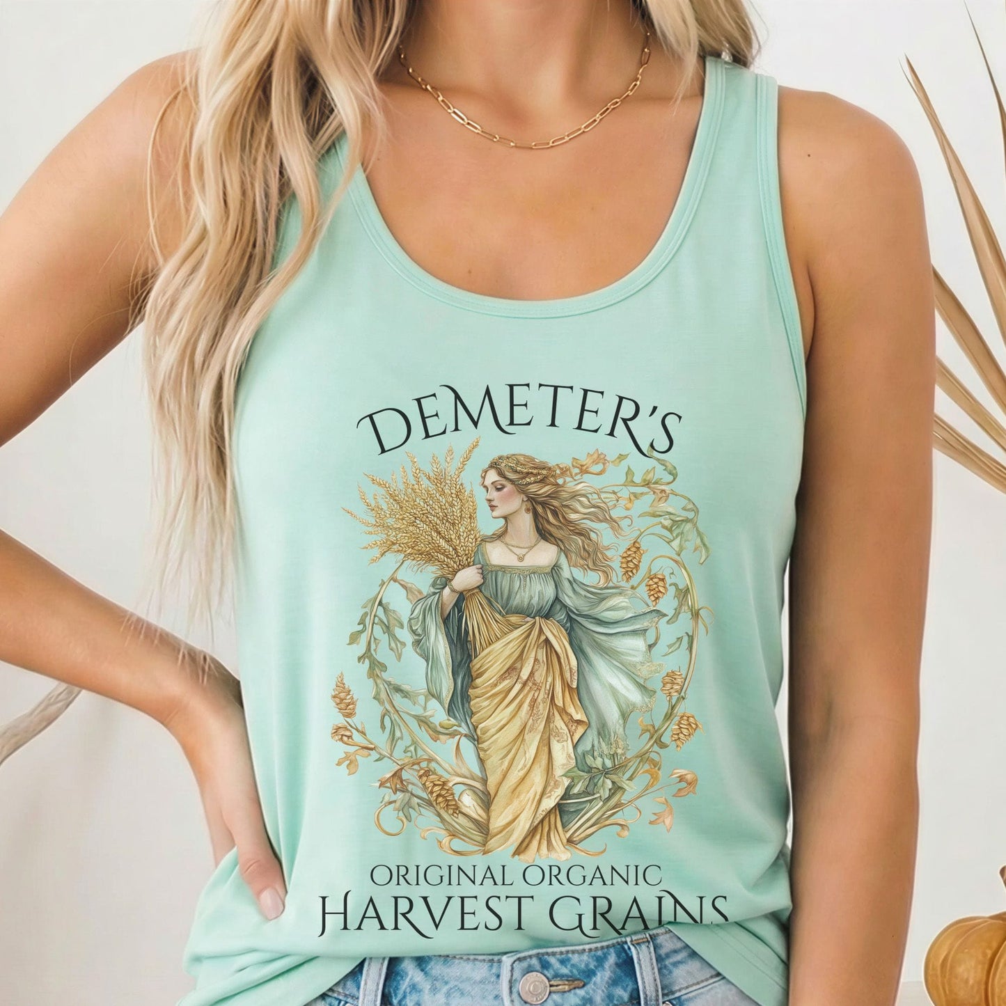 Tank Top Solid Mint / XS Demeter's Original Organic Harvest Grains Women's Racerback Tank Top The Mystic Eden