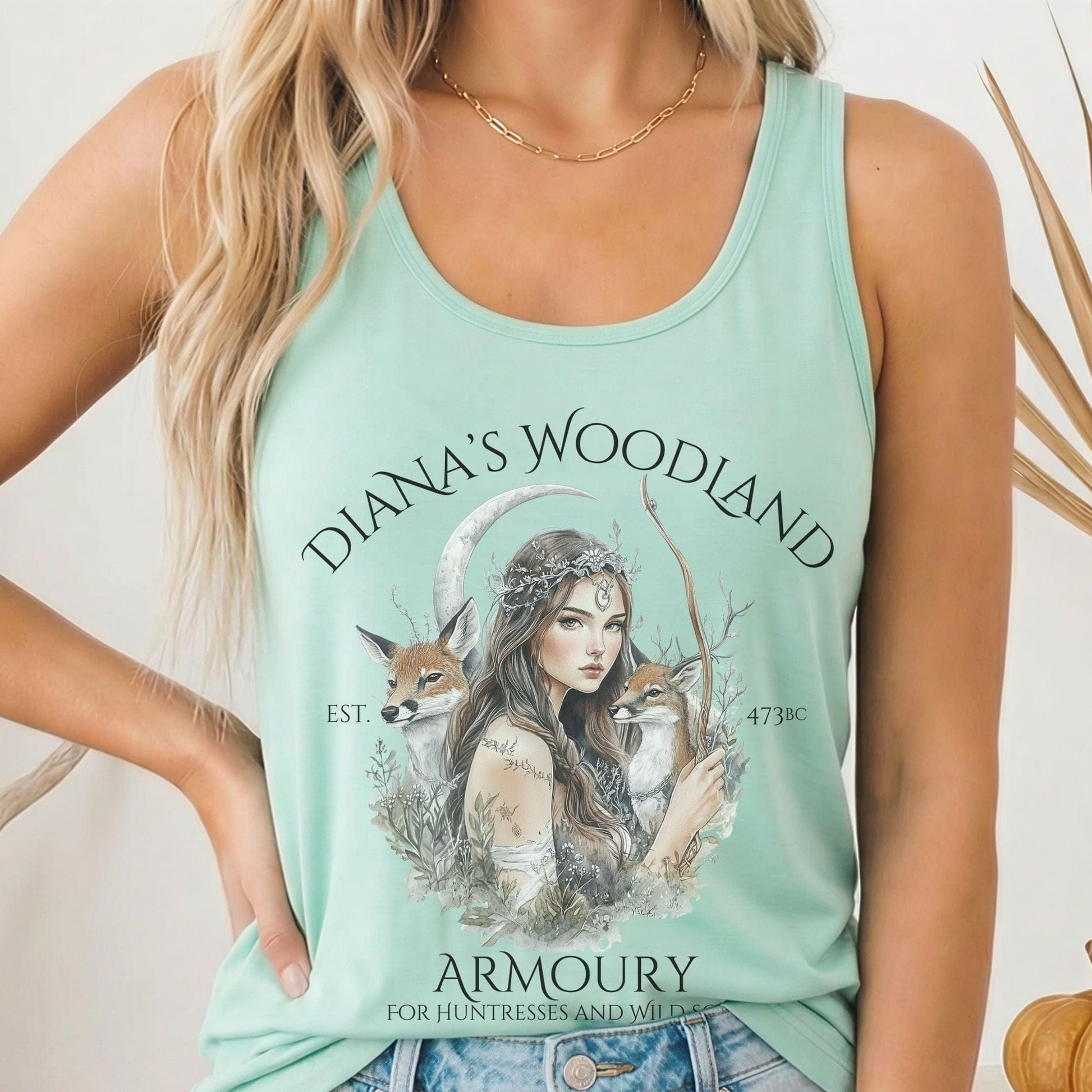 Tank Top Solid Mint / XS Diana's Woodland Armoury Women's Racerback Tank Top The Mystic Eden
